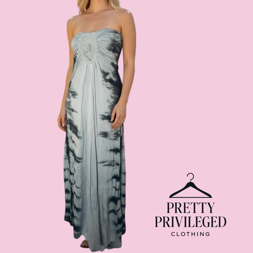 Raviya Strapless Tie-Dye Dress - Black and Gray